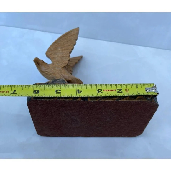 Vintage Wooden Eagle Hand Carved Bird Cigarette Ashtray Figure Brown 4"x 7.5" - Picture 12 of 16